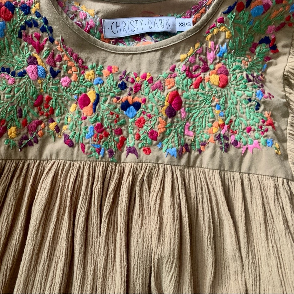 Christy Dawn XS/S embroidered dress with puff sleeves - Picture 2 of 5